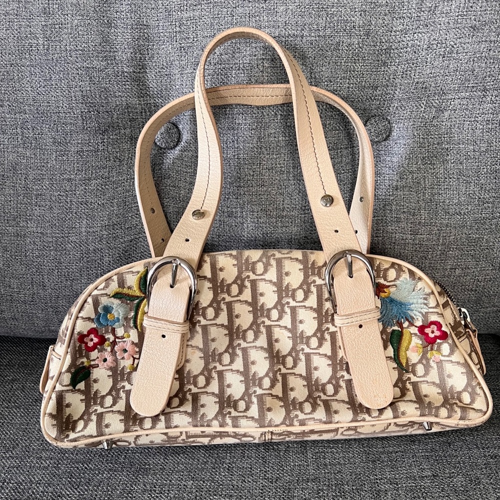 2005 Dior logo bag embroidered flowers